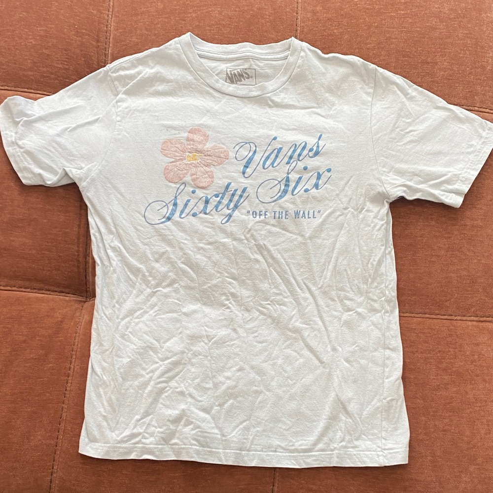 Vans White Tee with Pastel Flower Graphic